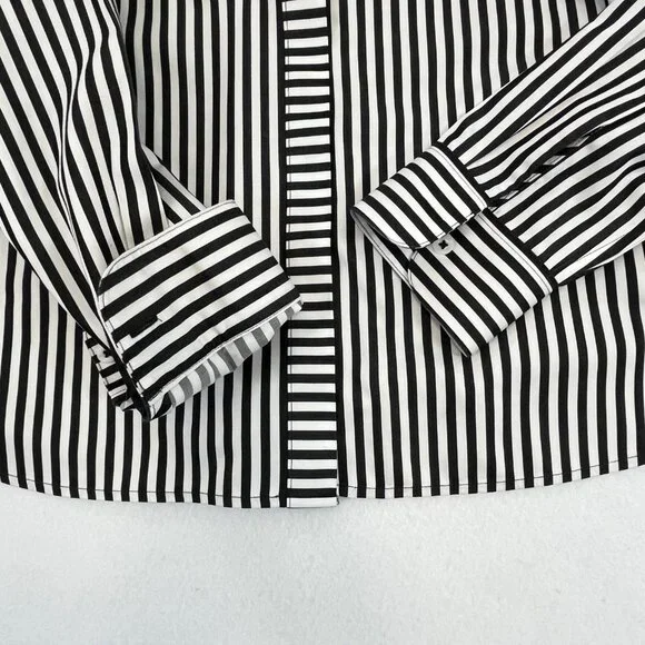SOLD NWT CHICOS Size 0P Petite Small No-Iron Long Sleeve White Striped Shirt - Picture 8 of 16